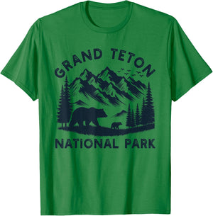 Grand Teton National Park Wyoming Bear Hiking Mountain T-Shirt - T-Shirt | Irish Green
