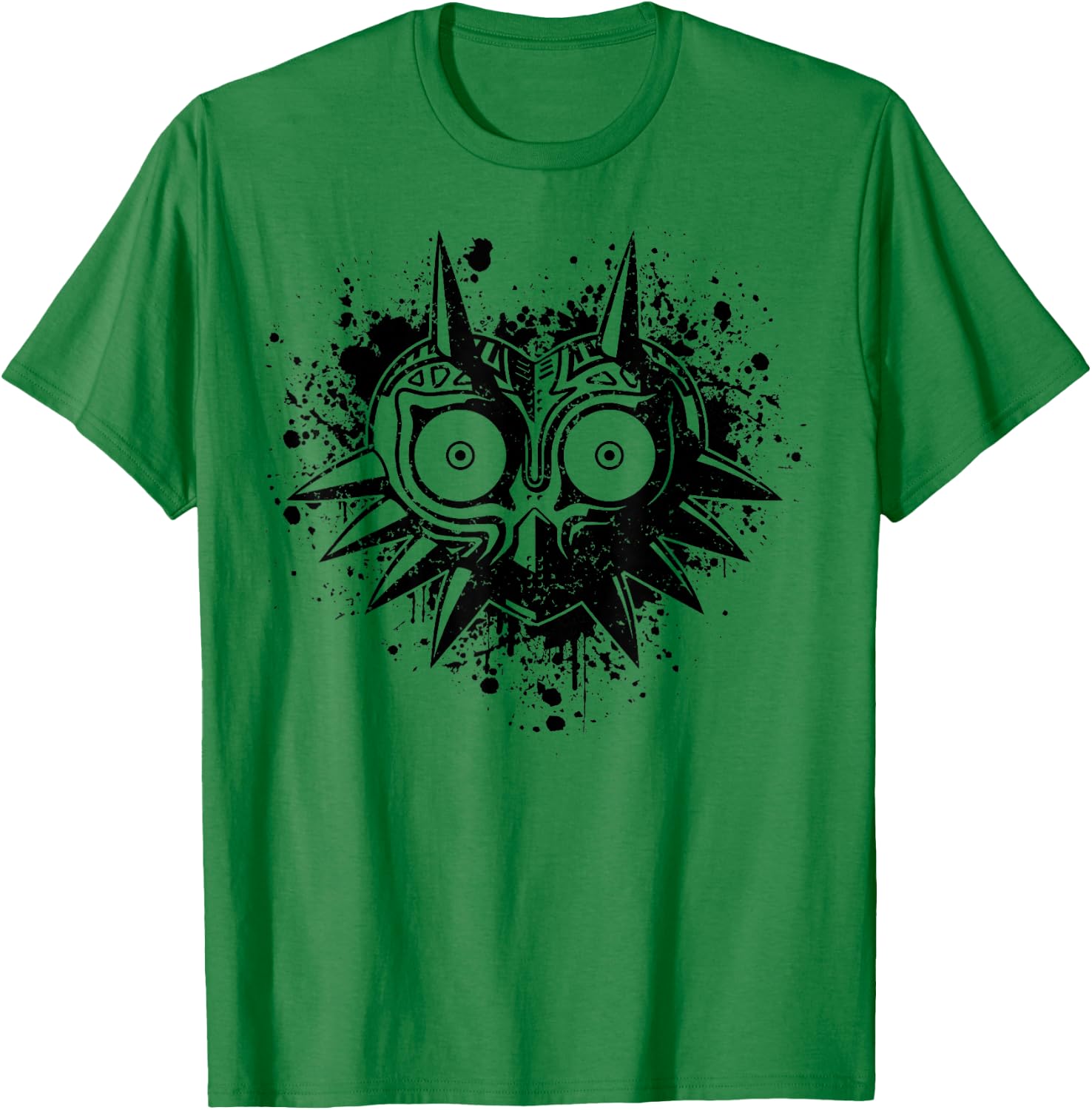 The Legend of Zelda Majora's Mask Splatter Portrait T-Shirt - T-Shirt | Irish Green