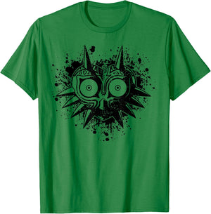 The Legend of Zelda Majora's Mask Splatter Portrait T-Shirt - T-Shirt | Irish Green