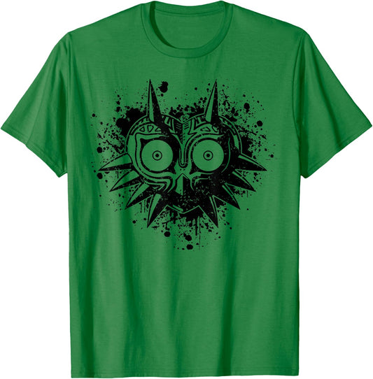 The Legend of Zelda Majora's Mask Splatter Portrait T-Shirt - T-Shirt | Irish Green