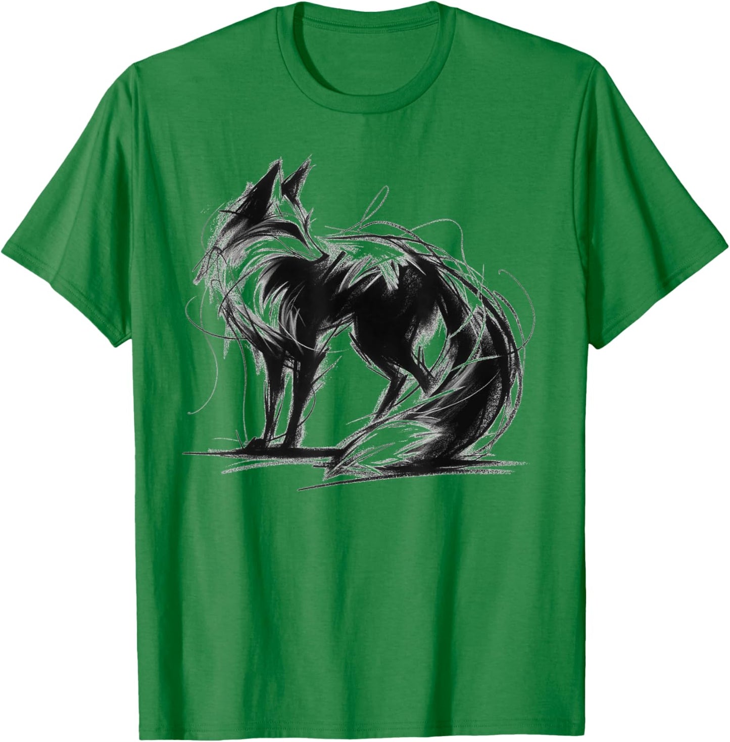Black Charcoal Fox Animal Lover Vixen Outfit T-Shirt - T-Shirt | Irish Green