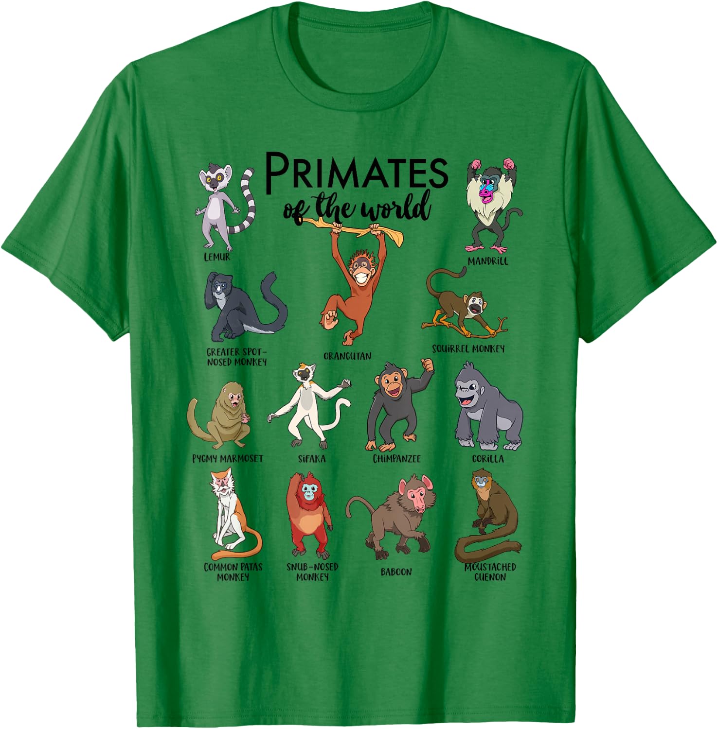 Different monkeys - types of primates T-Shirt - T-Shirt | Irish Green