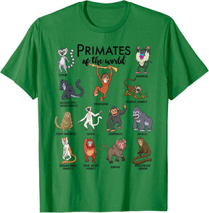 Different monkeys - types of primates T-Shirt - T-Shirt | Irish Green