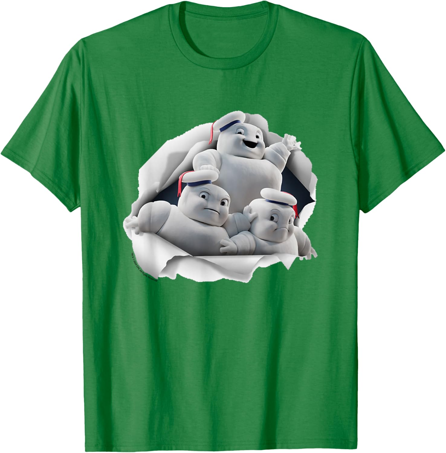 Ghostbusters Mini Pufts Breaking Through Chest Big Poster T-Shirt - T-Shirt | Irish Green