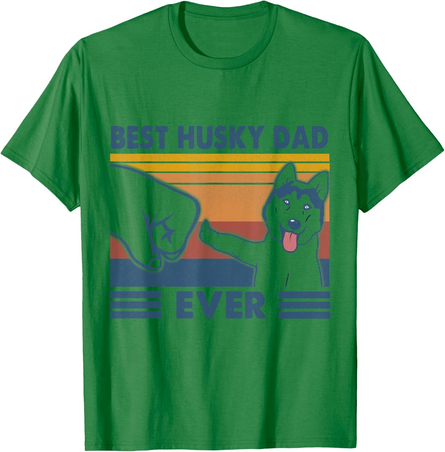 Vintage Best Husky Dad Ever Fist Bump Funny Husky Lover Gift T-Shirt - T-Shirt | Irish Green