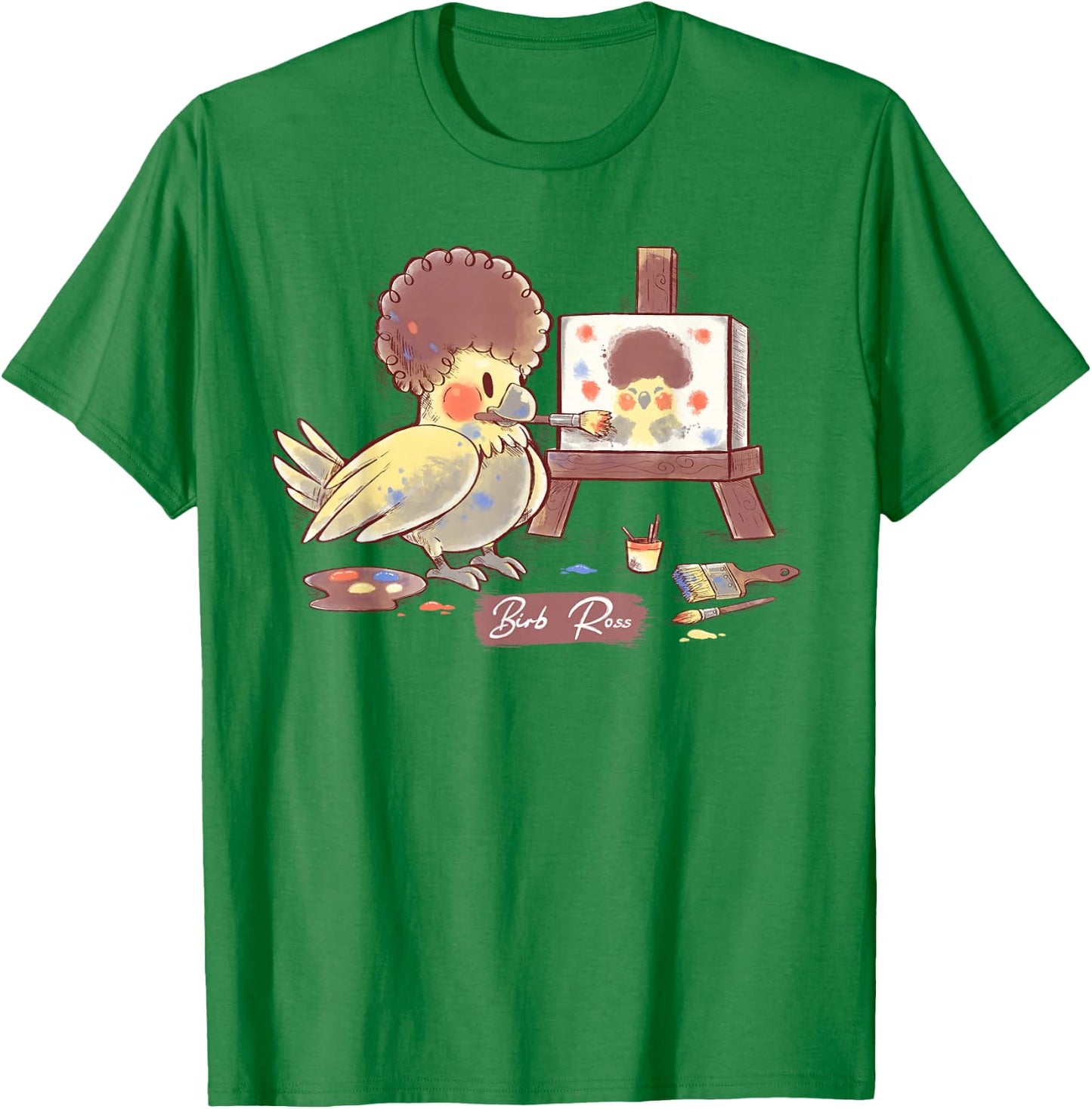 Birb Ross Meme - Yellow Cockatiel Artist Bird T-Shirt - T-Shirt | Irish Green