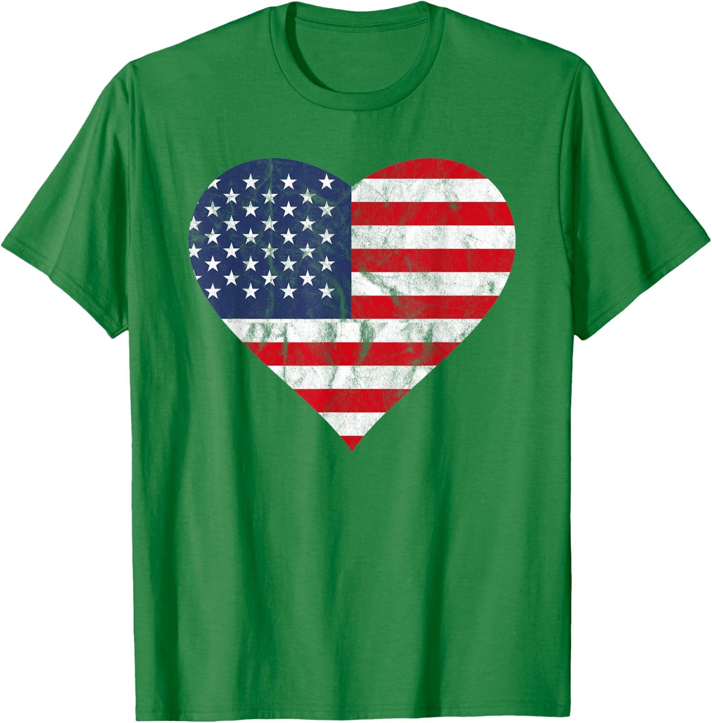 Fourth Of July American Flag Vintage Heart Cute Independence Women Kids Men T-Shirt - T-Shirt | Irish Green