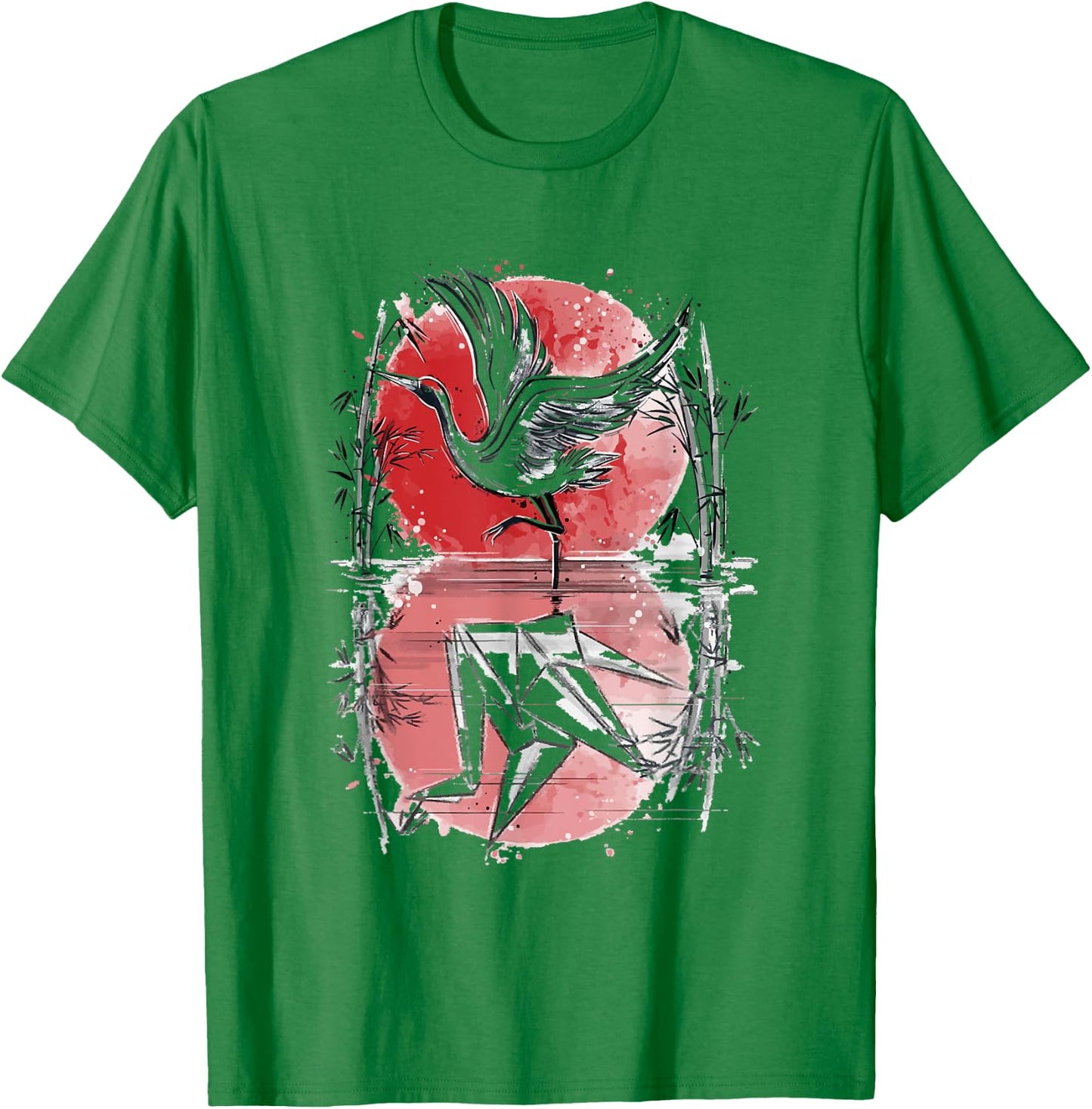 Peace Origami Crane Japanese crane flying T-Shirt - T-Shirt | Irish Green