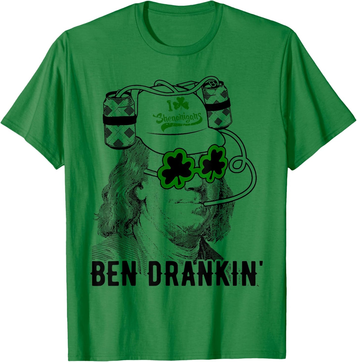 St Patrick Day Ben Drankin' I Love Shenanigans Design T-Shirt - T-Shirt | Irish Green