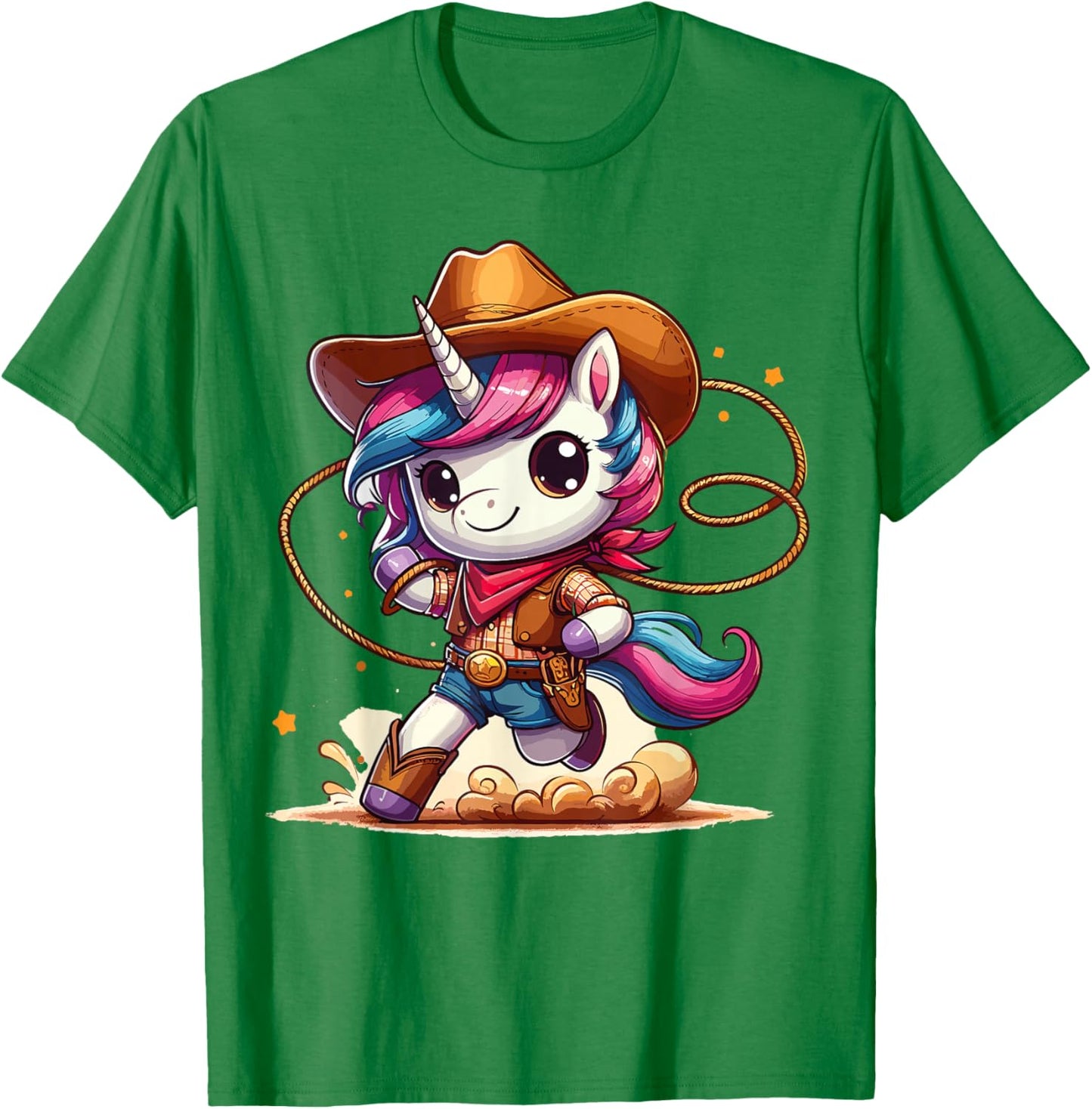 Western Rodeo Cowboy Hat Unicorn Texas Animals T-Shirt - T-Shirt | Irish Green