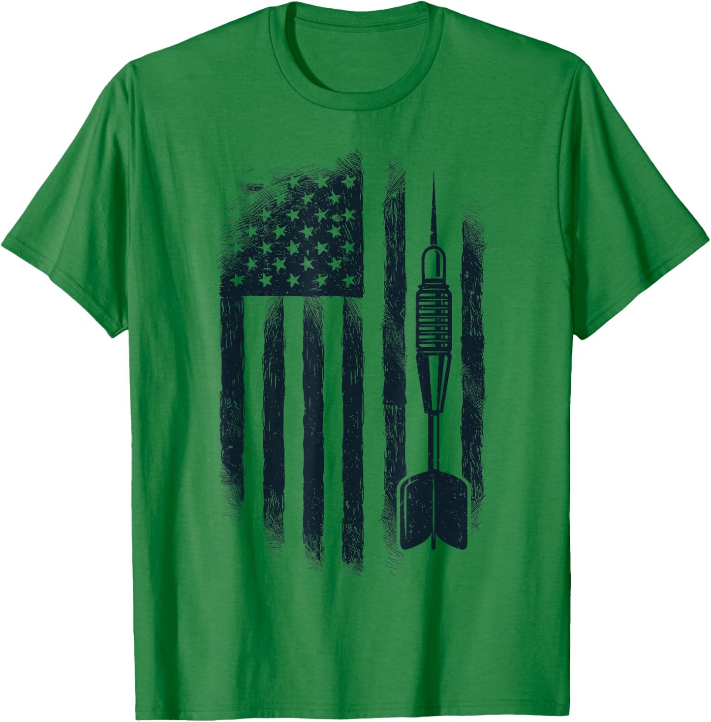 American Flag Darts Player Vintage USA Dart 4th of July Gift T-Shirt - T-Shirt | Irish Green