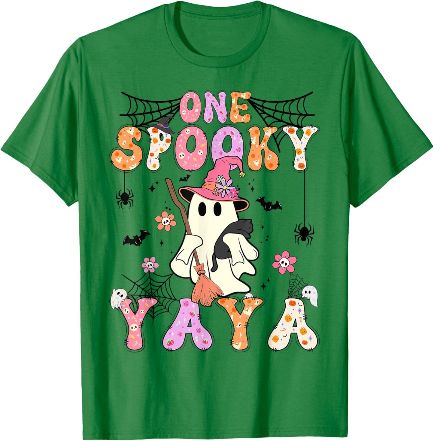 Groovy One Spooky Yaya Retro Halloween Cute Ghost T-Shirt - T-Shirt | Irish Green