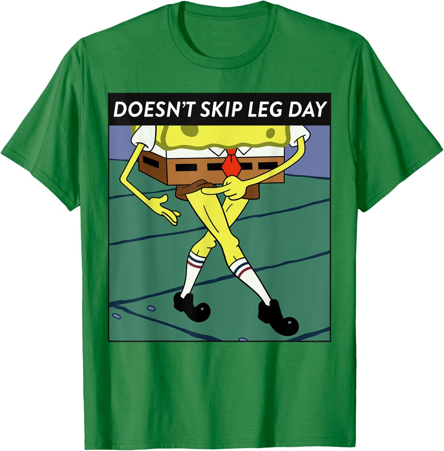 SpongeBob SquarePants Doesn't Skip Leg Day Meme T-Shirt - T-Shirt | Irish Green