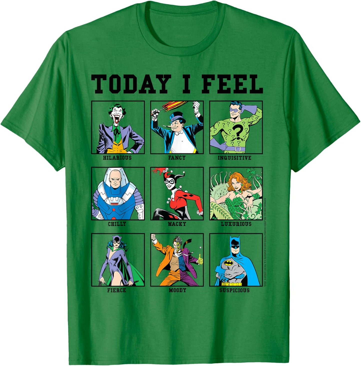 DC Comics Batman Villains Today I Feel Emotional Box Up Small T-Shirt - T-Shirt | Irish Green