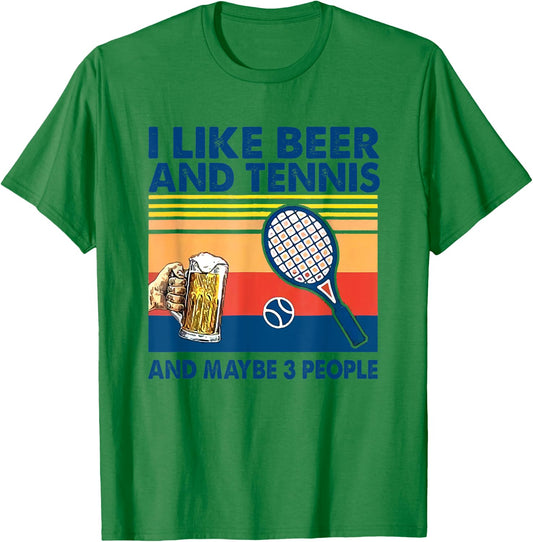 I like beer and tennis maybe 3 people vintage T-Shirt - T-Shirt | Irish Green