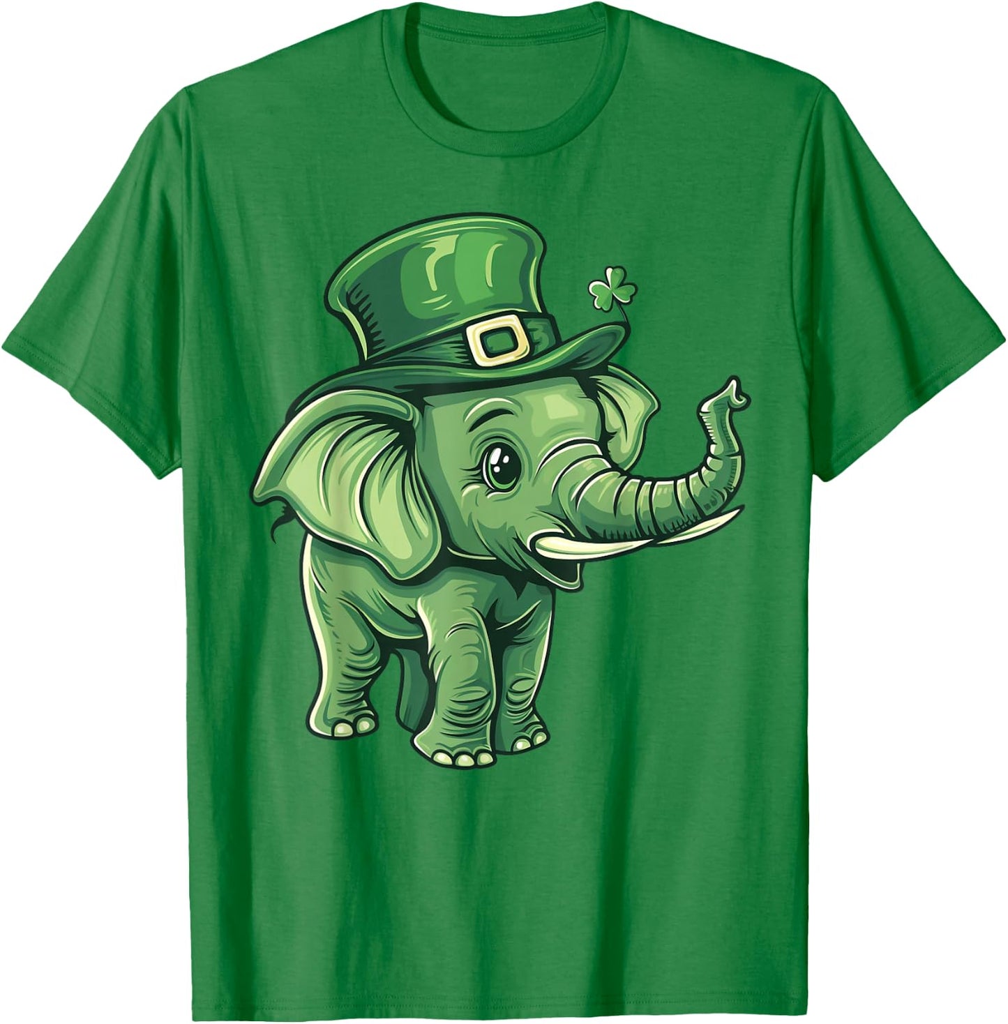 Elephant Shamrock Hat Saint Patricks Day Elephant T-Shirt - T-Shirt | Irish Green