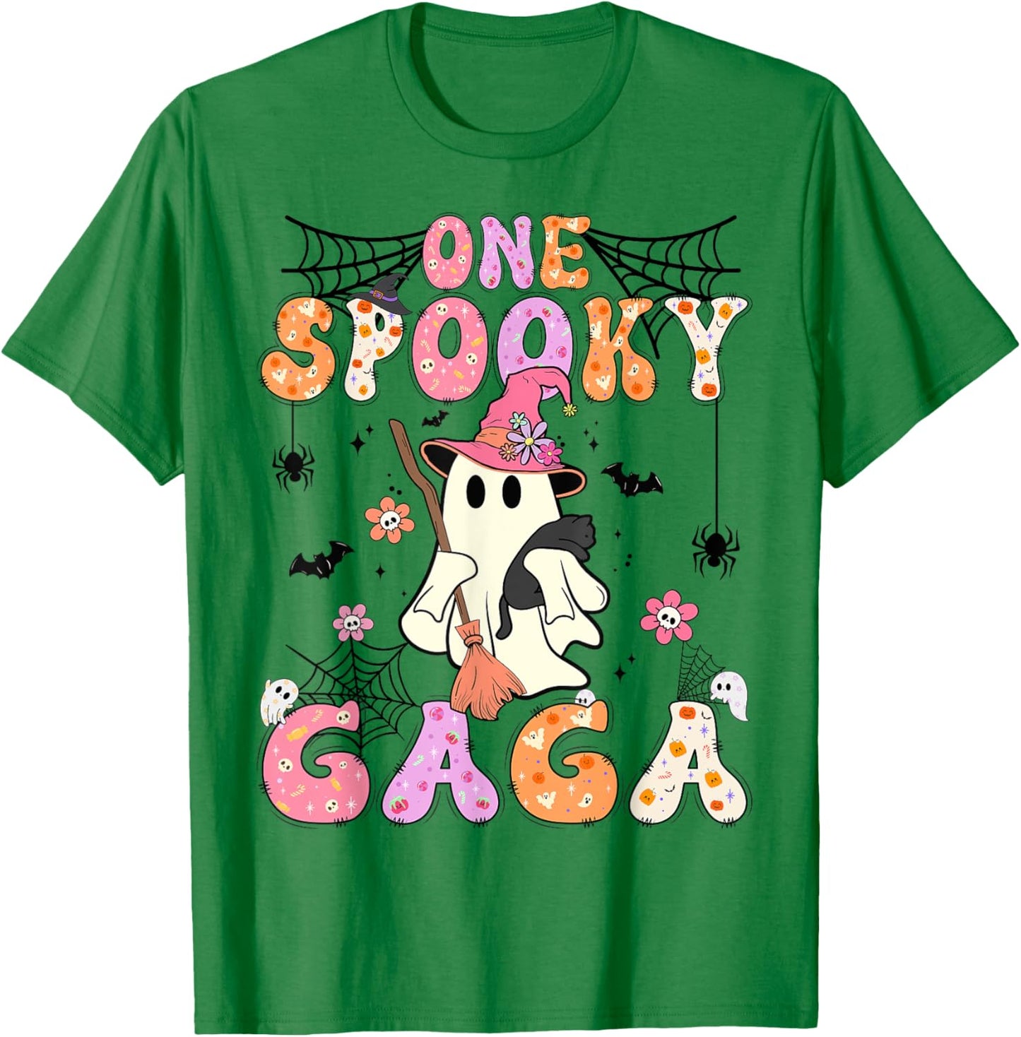 Groovy One Spooky Gaga Retro Halloween Cute Ghost T-Shirt - T-Shirt | Irish Green