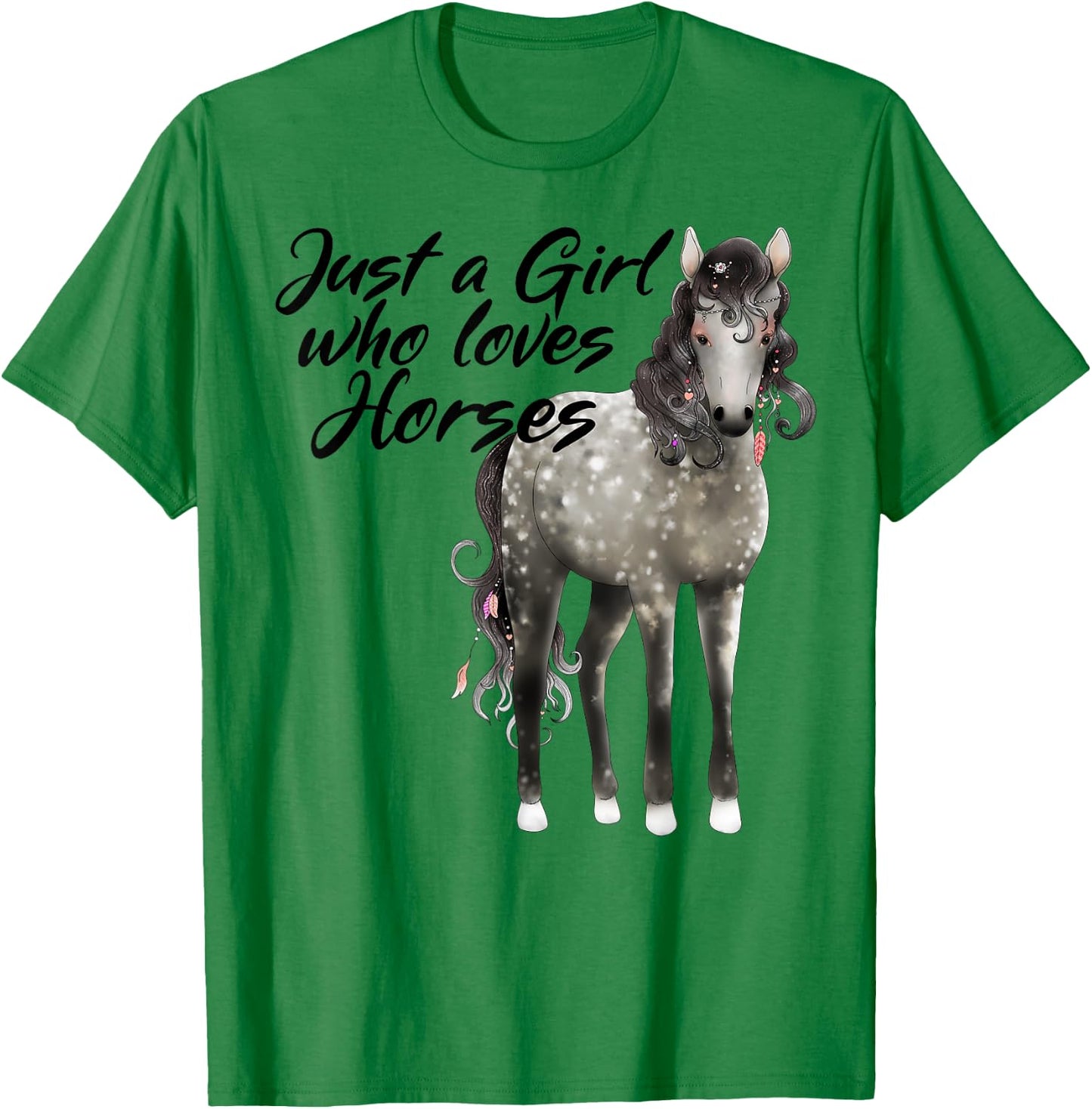 Just a Girl Who Loves Horses Dapple Horse T-Shirt - T-Shirt | Irish Green