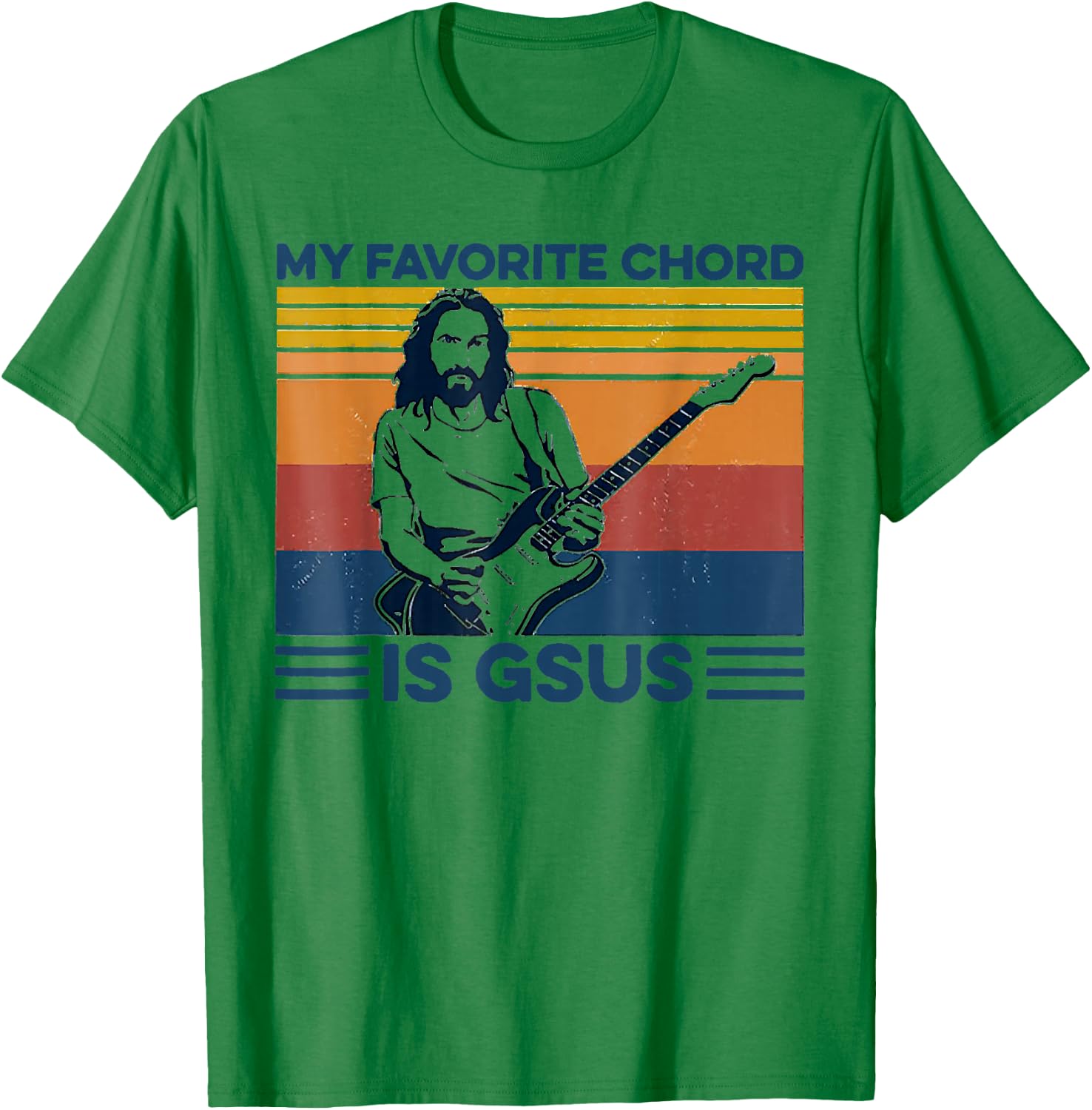 My Favorite Chord is Gsus Jesus Playing Guitar Vintage T-Shirt - T-Shirt | Irish Green