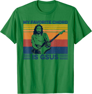My Favorite Chord is Gsus Jesus Playing Guitar Vintage T-Shirt - T-Shirt | Irish Green