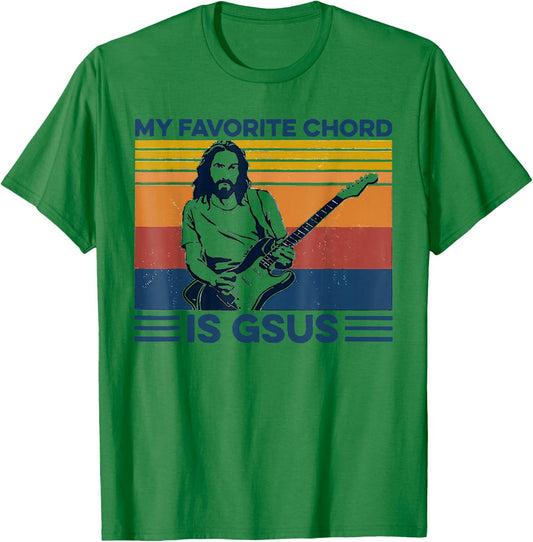My Favorite Chord is Gsus Jesus Playing Guitar Vintage T-Shirt - T-Shirt | Irish Green