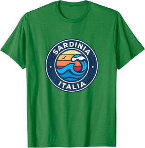 Sardinia Italy Vintage Nautical Waves Design T-Shirt - T-Shirt | Irish Green