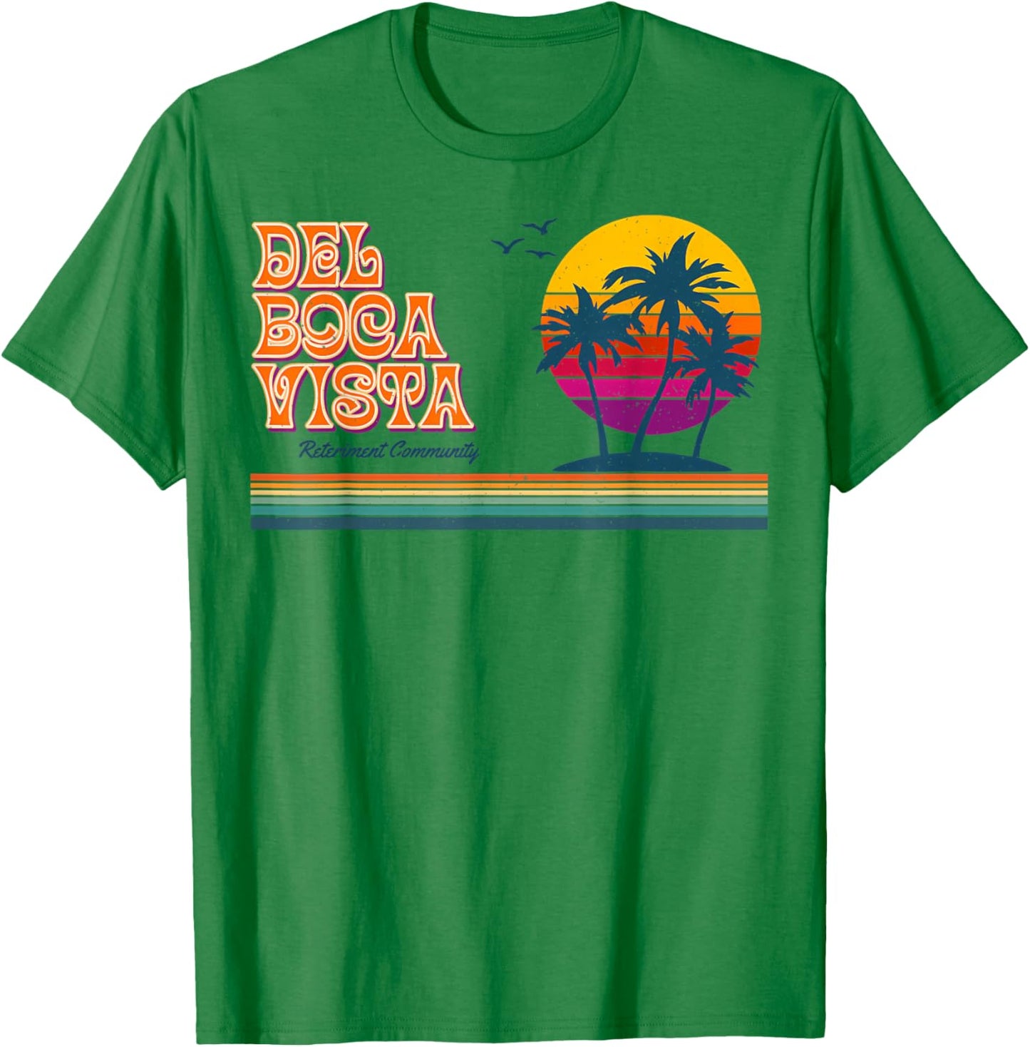 Vintage Del Boca Vista Sunset Palm trees T-Shirt - T-Shirt | Irish Green