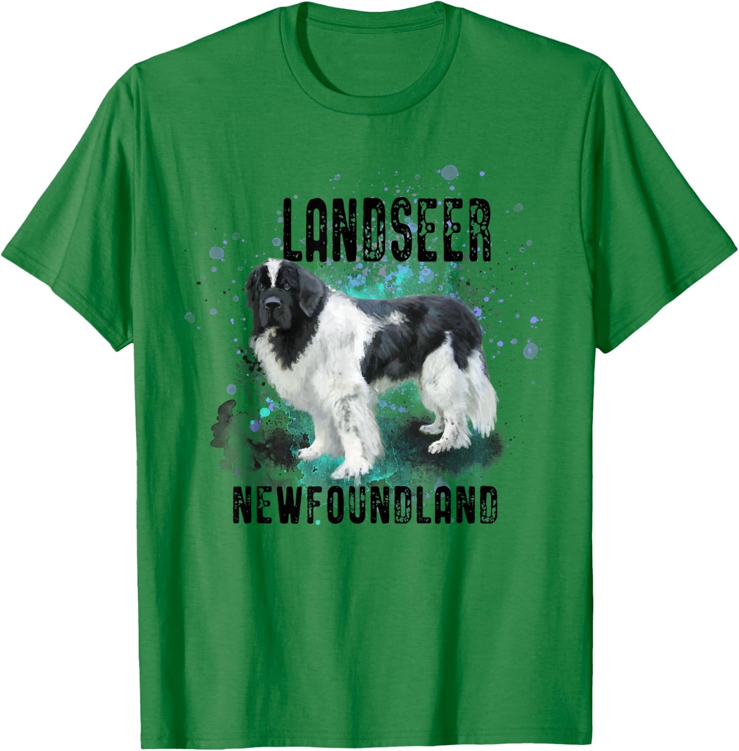 Brightly Painted Landseer Newfoundland Dog Breed T-Shirt - T-Shirt | Irish Green