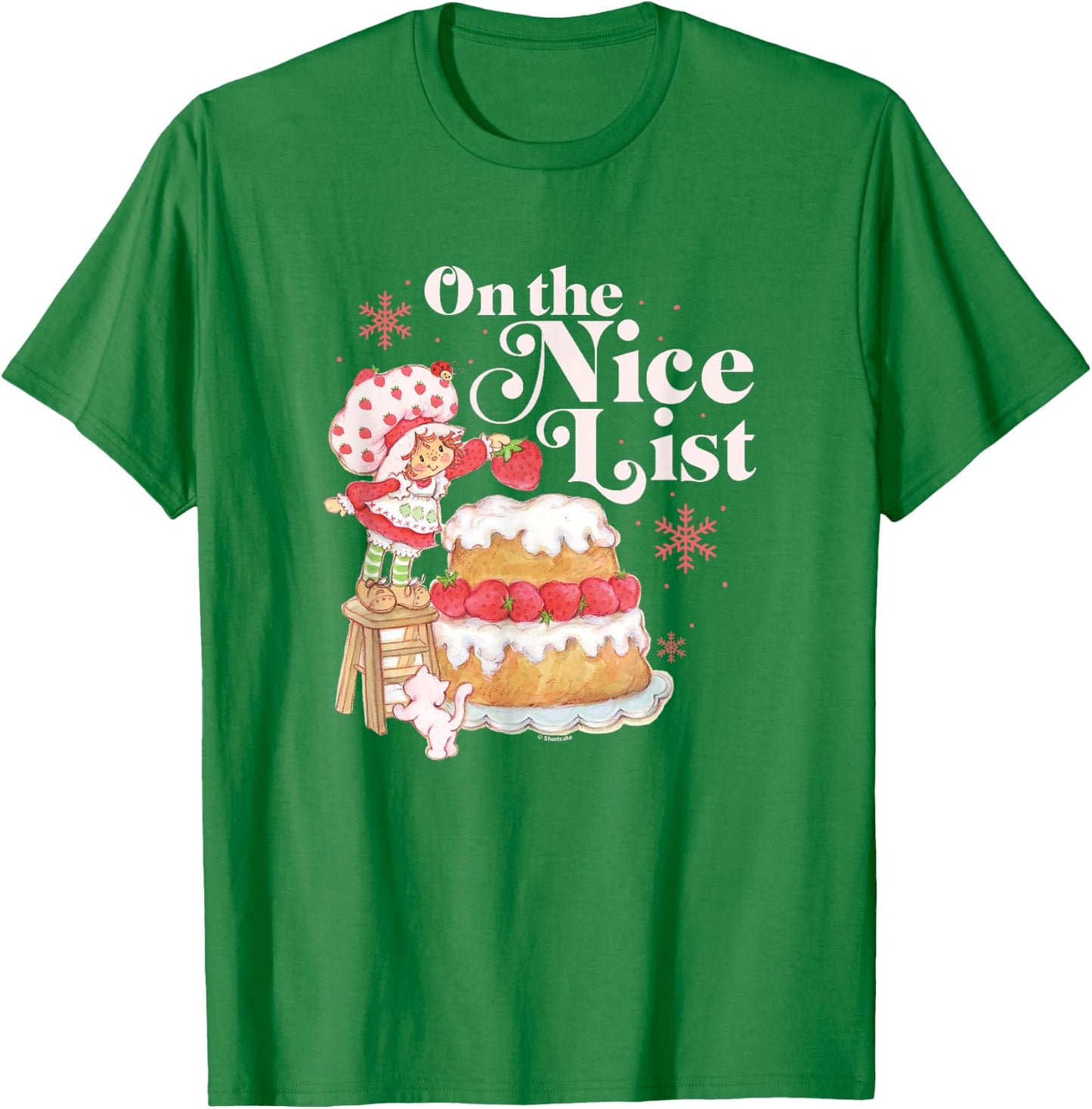 Strawberry Shortcake Christmas On The Nice List Chest Poster T-Shirt - T-Shirt | Irish Green