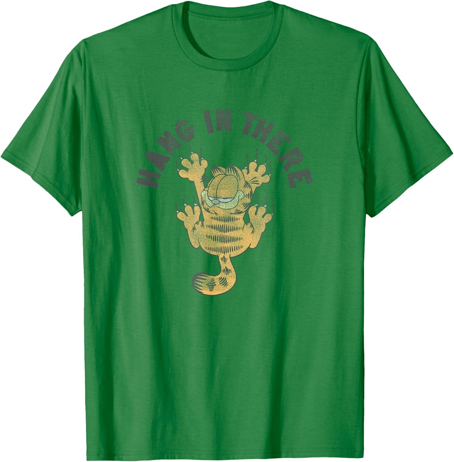 Garfield Hang in There Claw Marks Cartoon Cat T-Shirt - T-Shirt | Irish Green