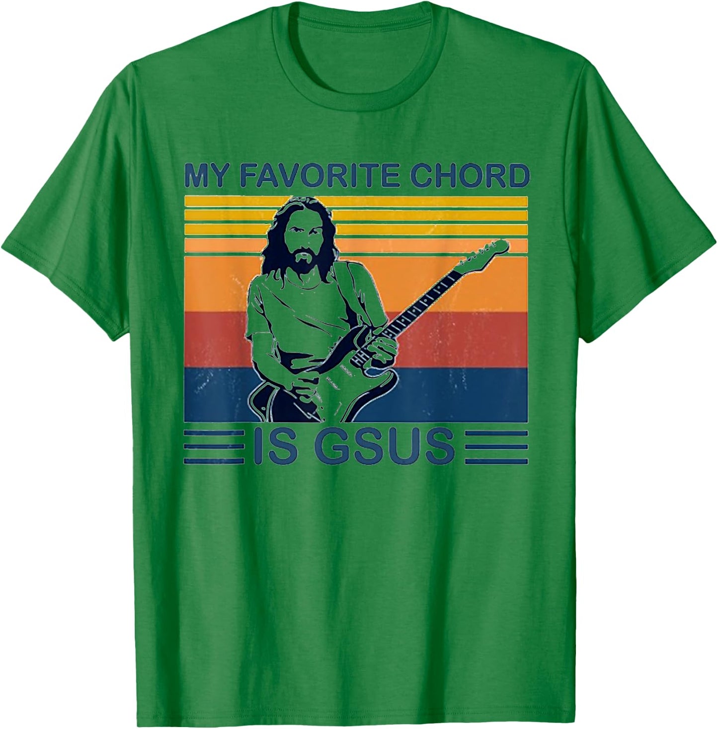 My Favorite Chord Is Gsus Jesus Play Guitar Retro Vintage T-Shirt - T-Shirt | Irish Green