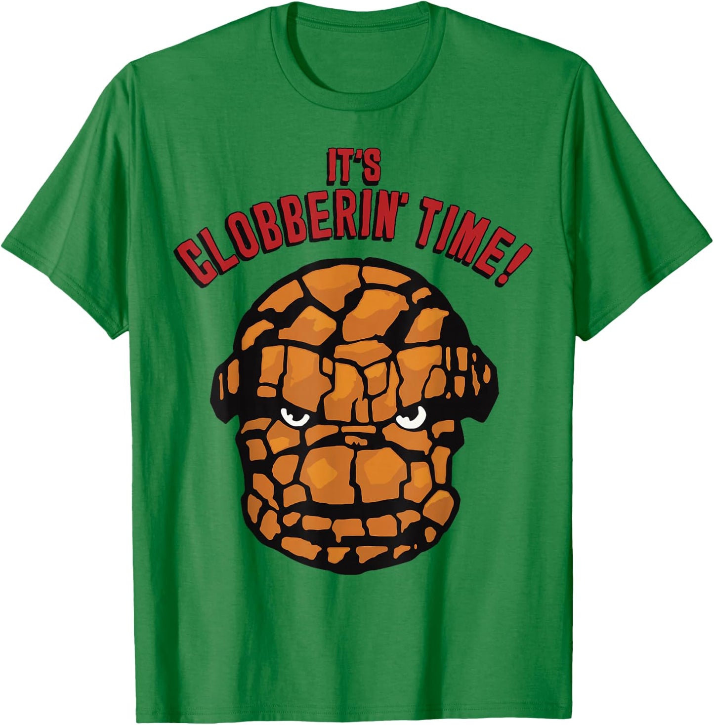 Marvel Fantastic Four The Thing It's Clobberin' Time Face T-Shirt - T-Shirt | Irish Green