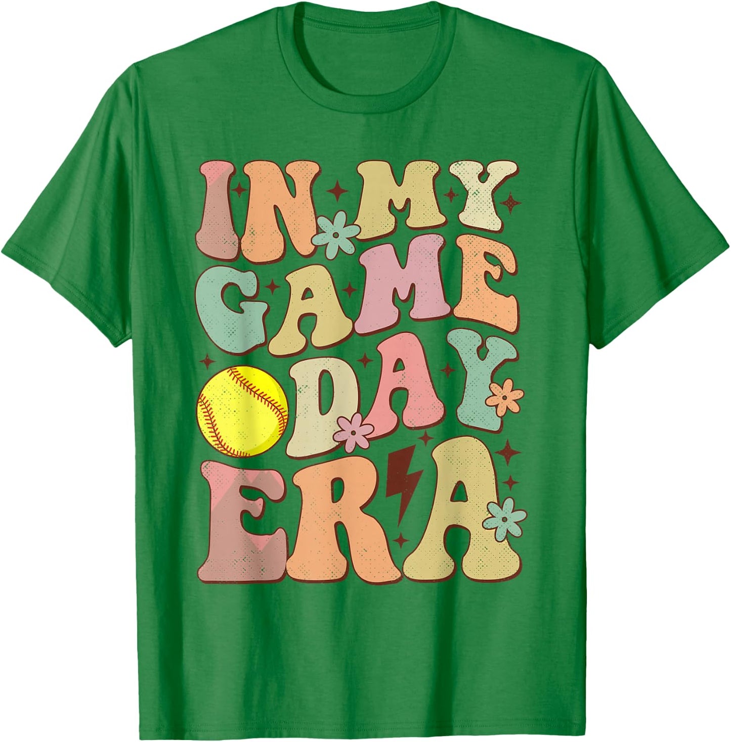 Groovy In My Game Day Era Softball Game Day Vibes Women Girl T-Shirt - T-Shirt | Irish Green