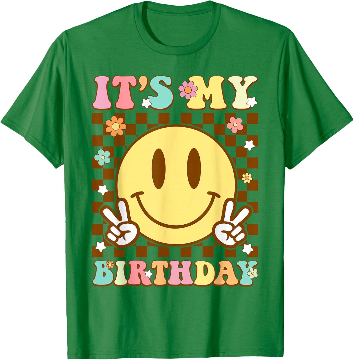 It's My Birthday Men Women Boys Girls Kid Retro Groovy Bday T-Shirt - T-Shirt | Irish Green