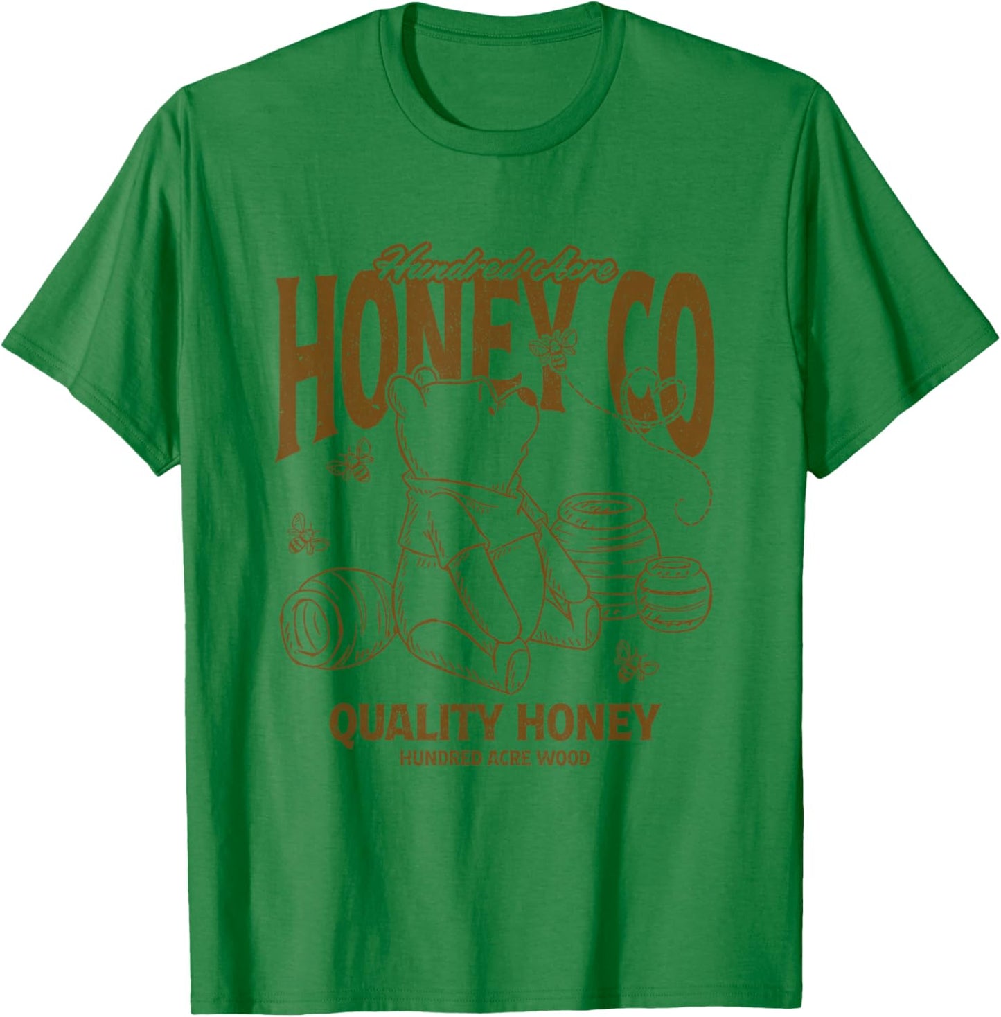 Disney Winnie the Pooh Hundred Acre Honey Co Big Chest Logo T-Shirt - T-Shirt | Irish Green