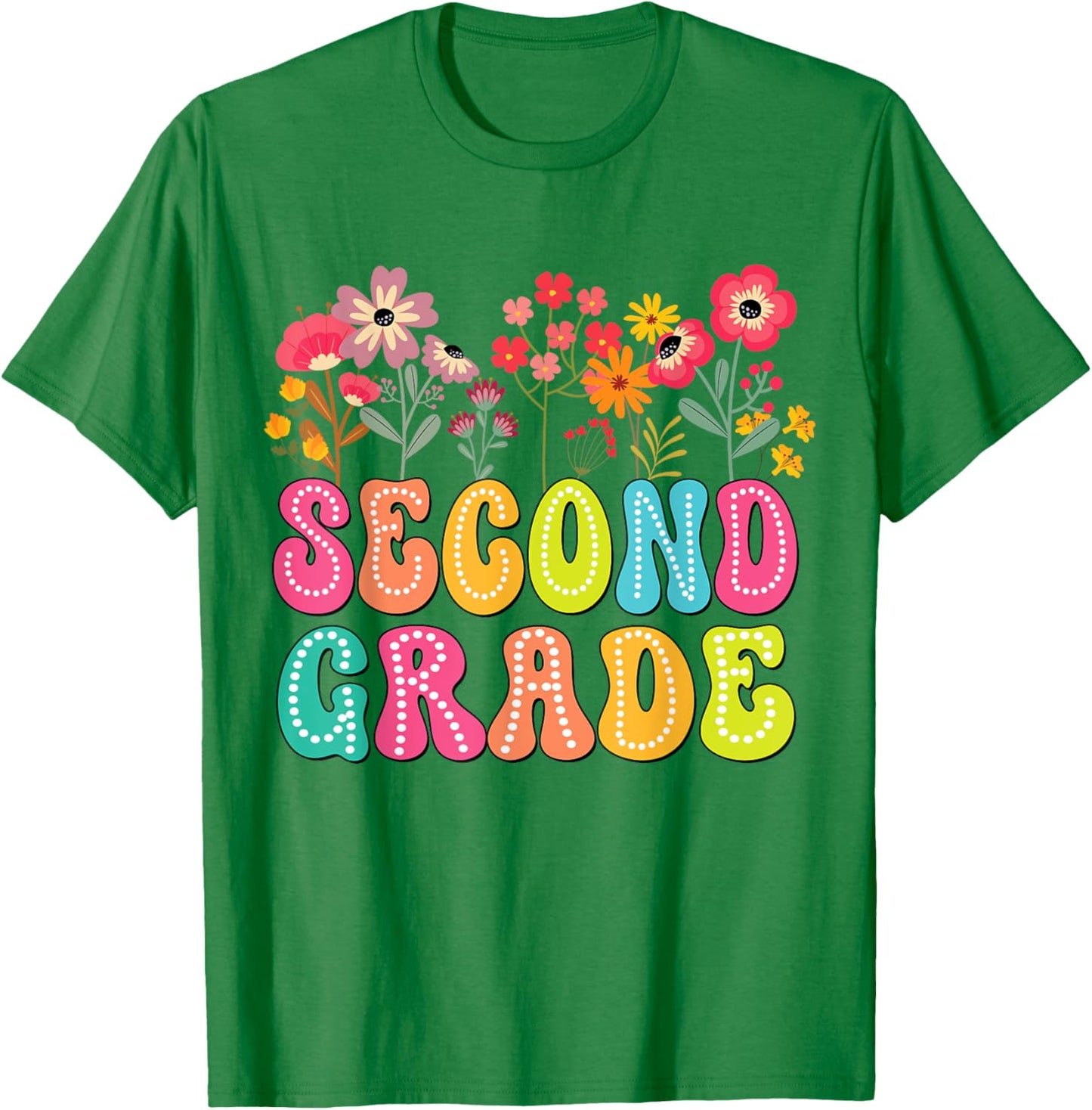 2nd Second Grade Teacher Back To School Floral Outfits T-Shirt - T-Shirt | Irish Green