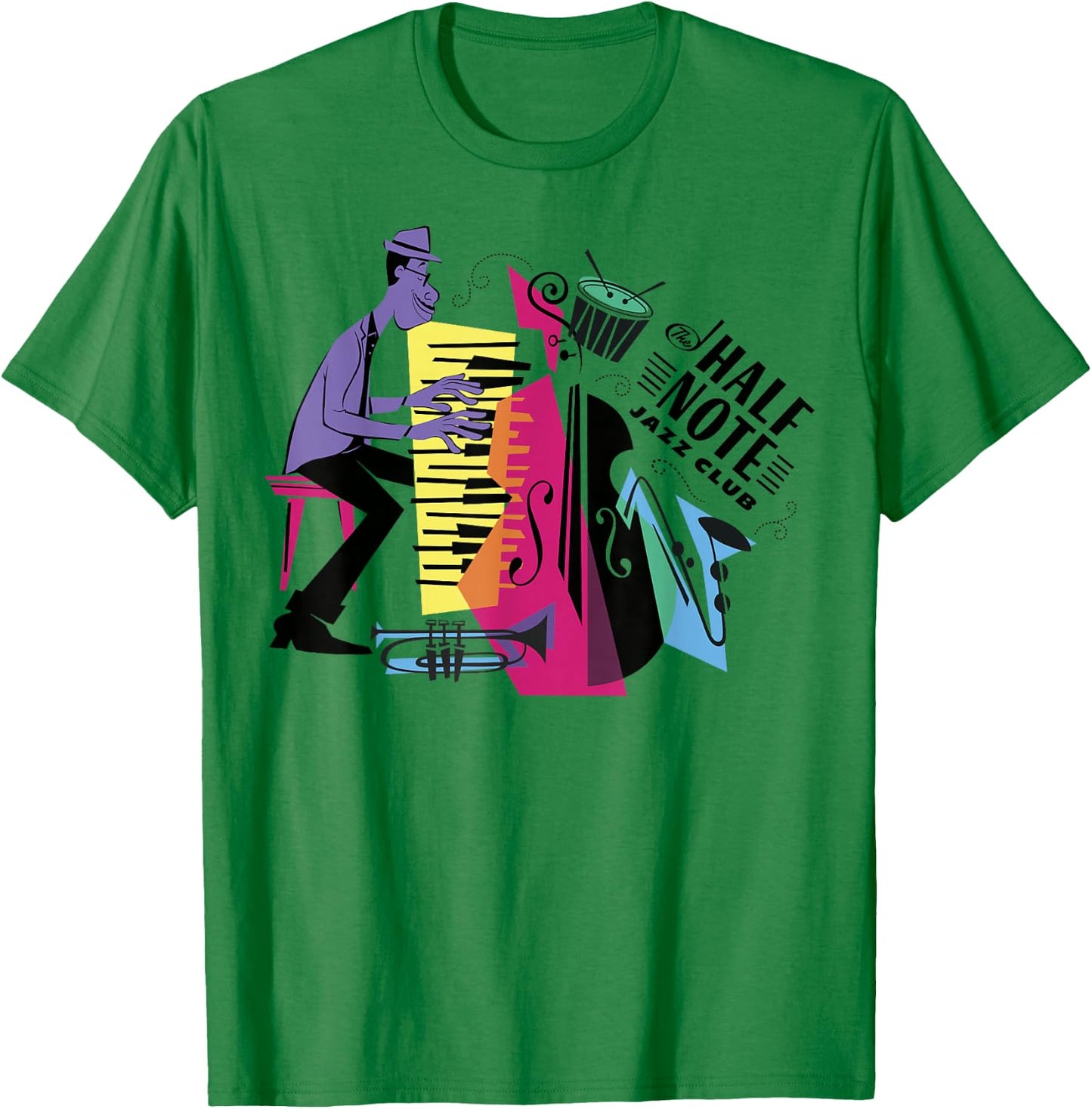 Disney Pixar Soul Half Note Jazz Club Collage Logo T-Shirt - T-Shirt | Irish Green