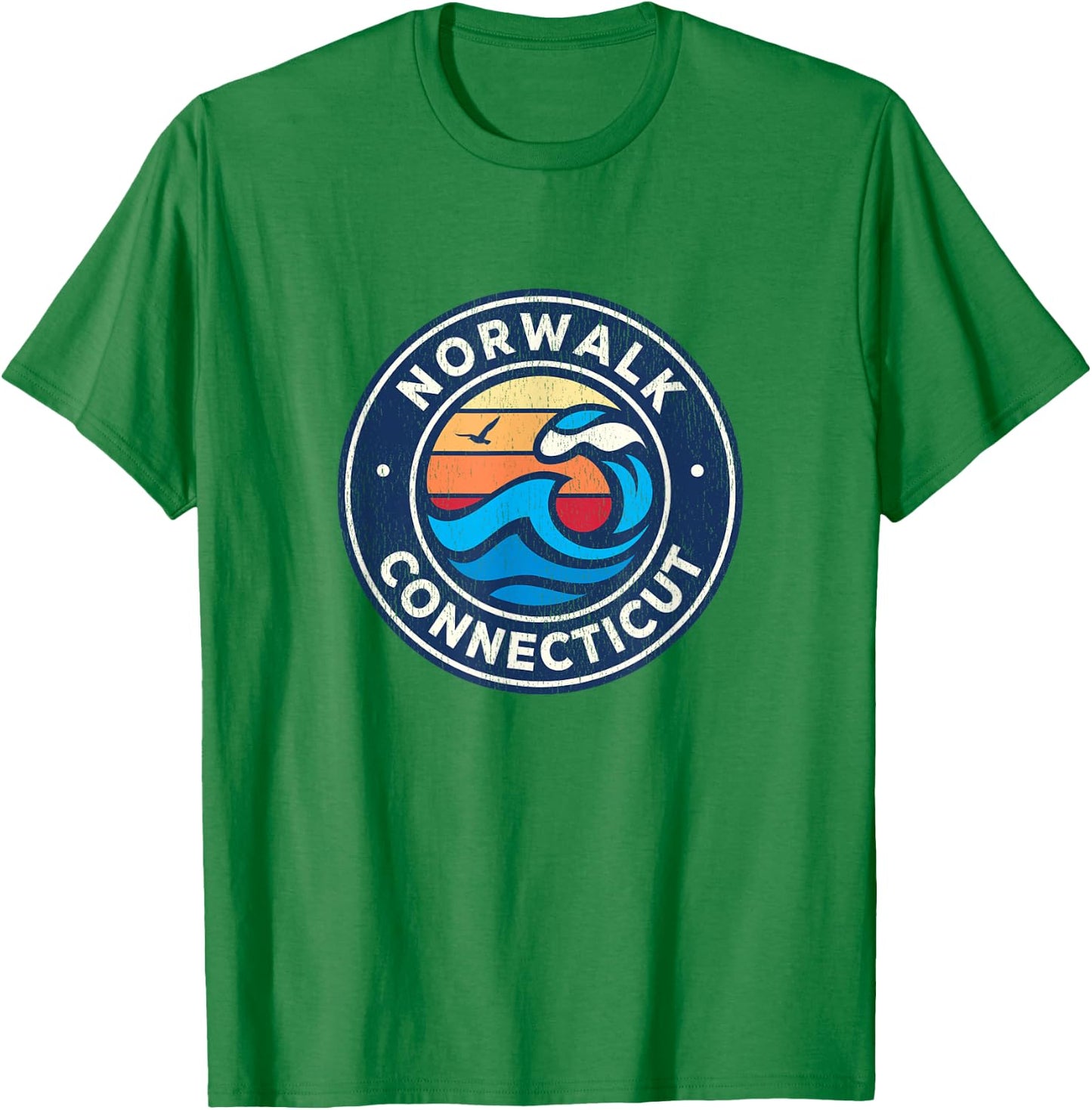 Norwalk Connecticut CT Vintage Nautical Waves Design T-Shirt - T-Shirt | Irish Green