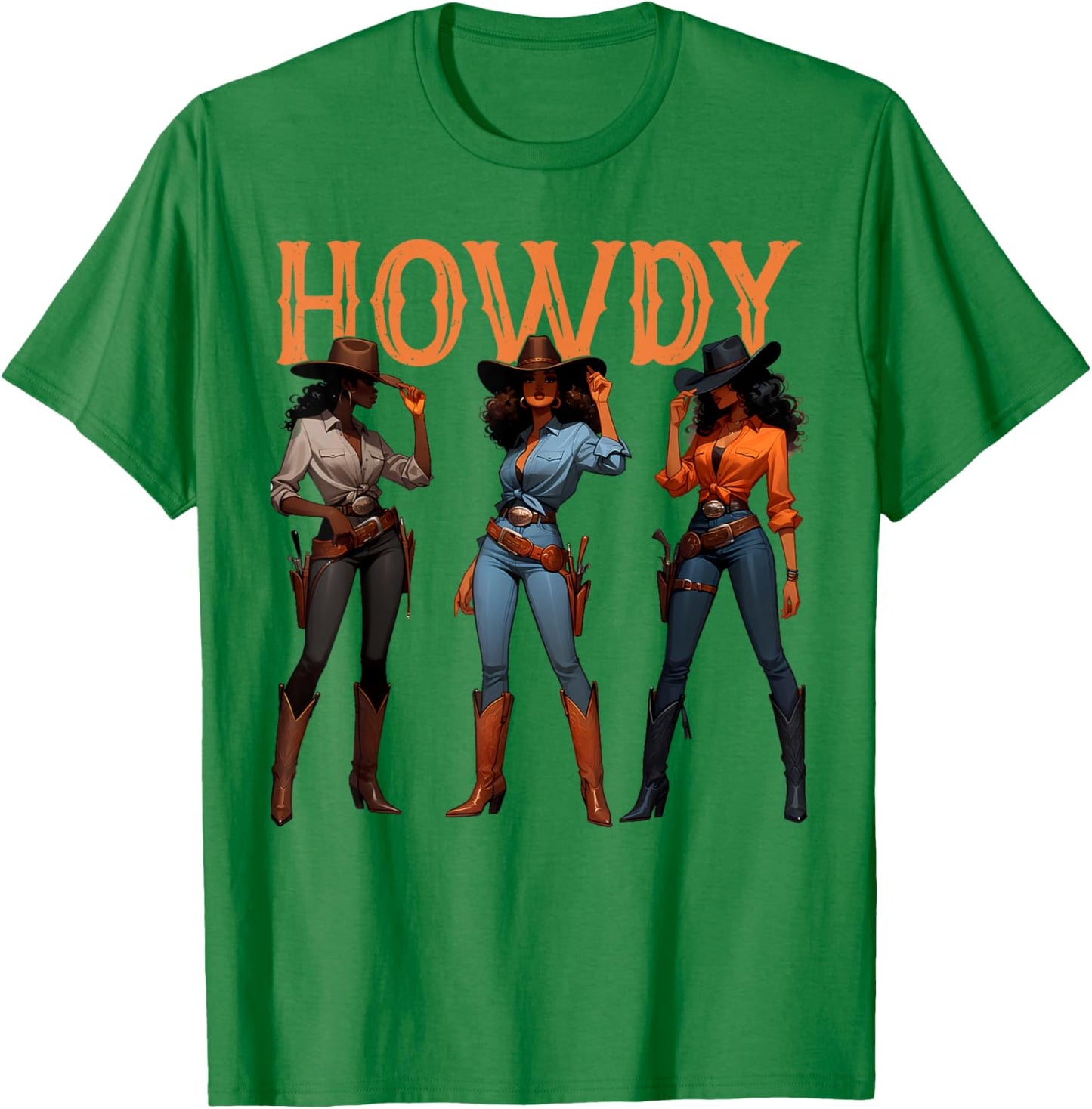 Black Cowgirl Western Rodeo Melanin History Howdy T-Shirt - T-Shirt | Irish Green