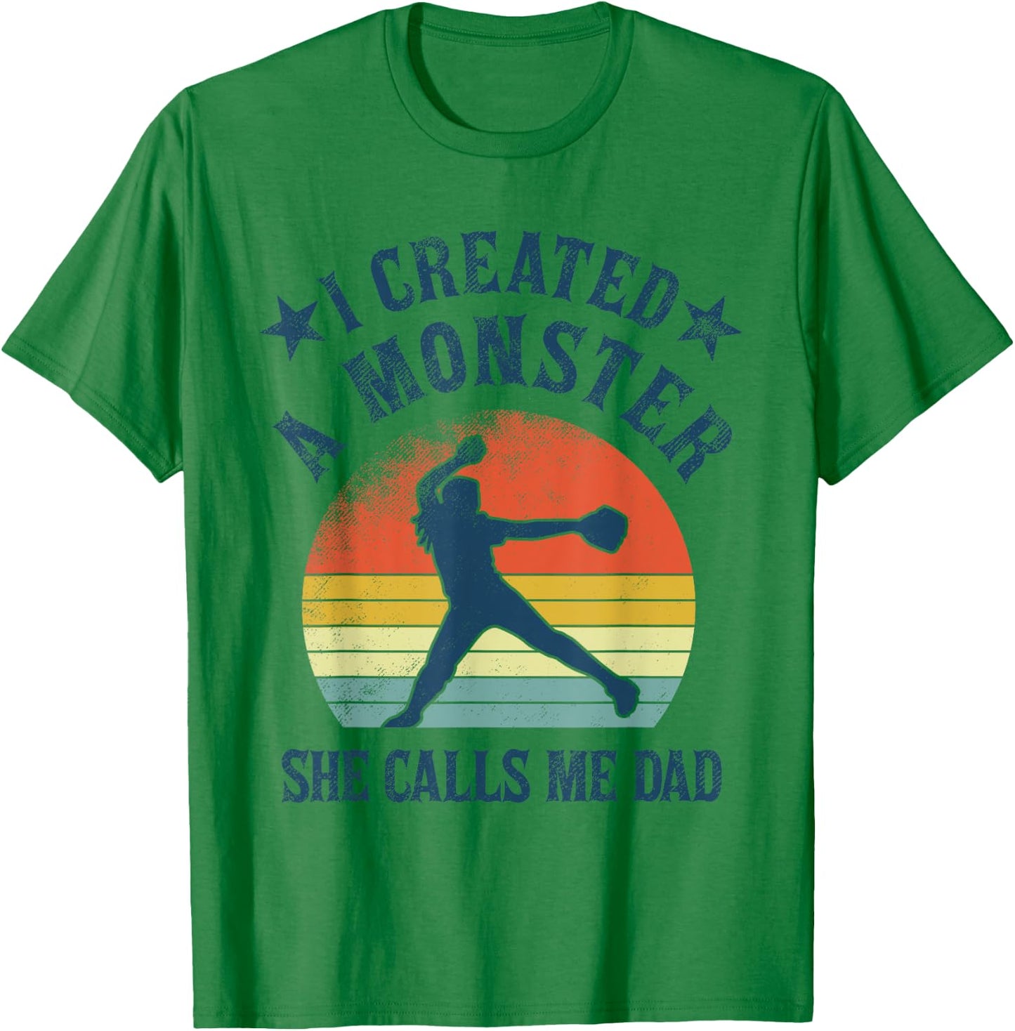 Proud Softball Dad - I created a monster she calls me dad T-Shirt - T-Shirt | Irish Green