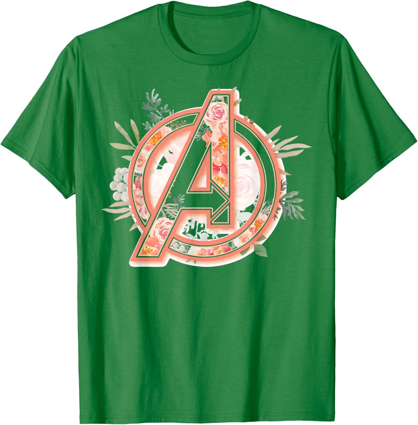 Marvel Avengers Soft Floral Fill Logo Small T-Shirt - T-Shirt | Irish Green