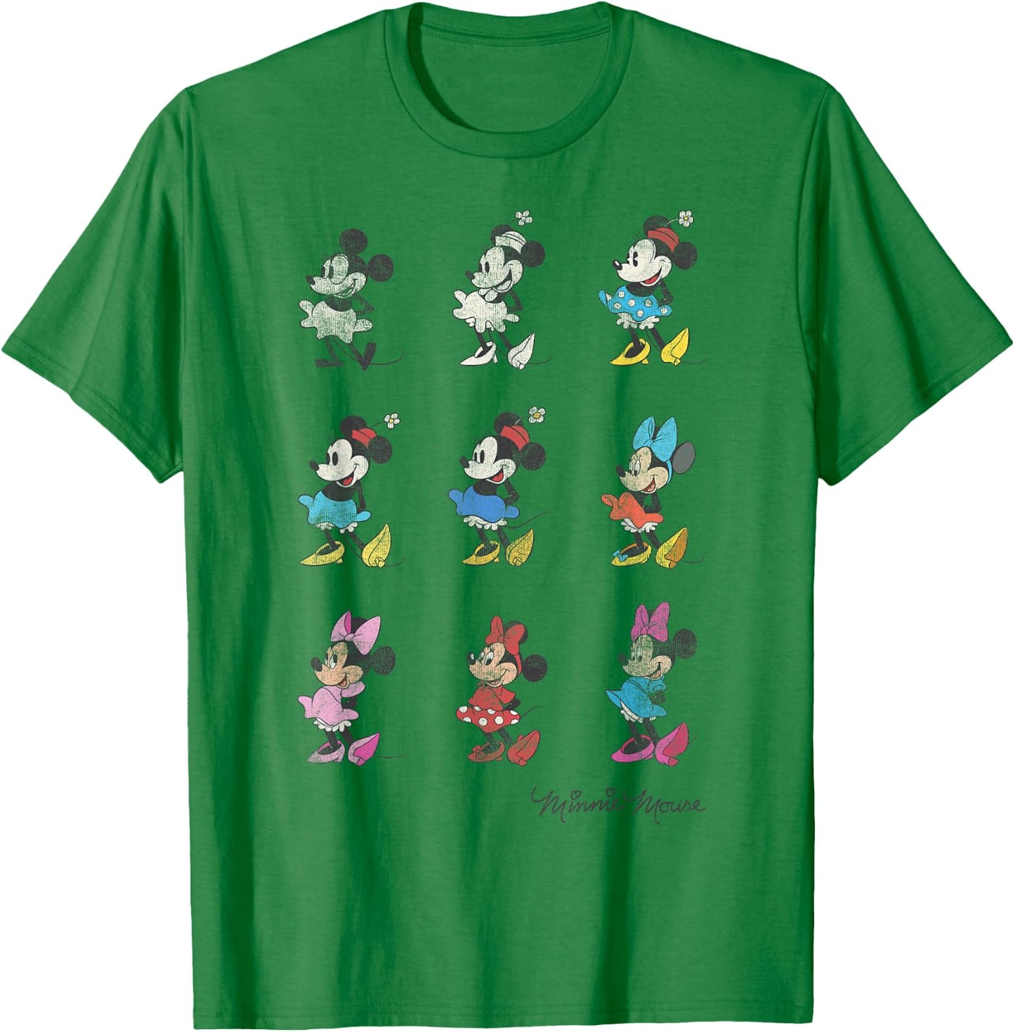 Disney Mickey And Friends Minnie Mouse Through The Years Short Sleeve ,Small T-Shirt - T-Shirt | Irish Green