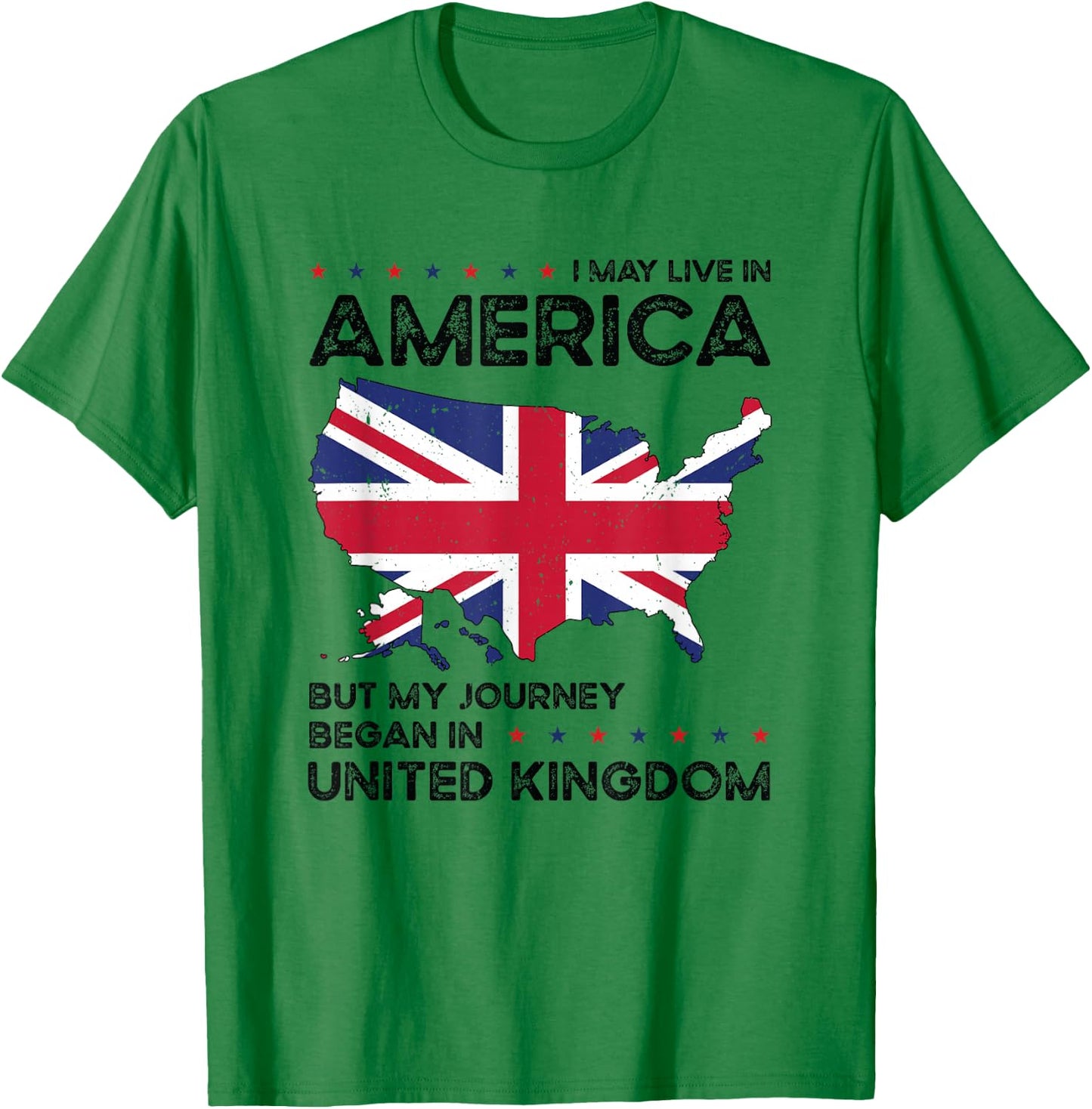 British American Patriot USA Grown United Kingdom UK US Flag T-Shirt - T-Shirt | Irish Green