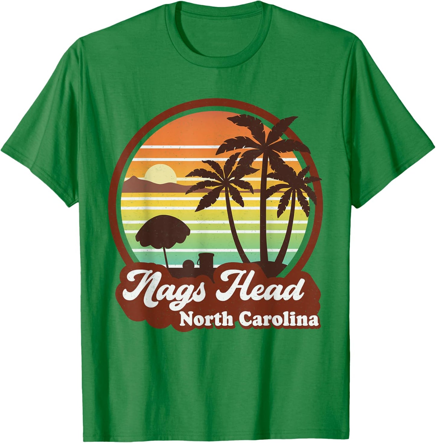 Vintage Nags Head North Carolina NC Retro 70s Beach Souvenir T-Shirt - T-Shirt | Irish Green