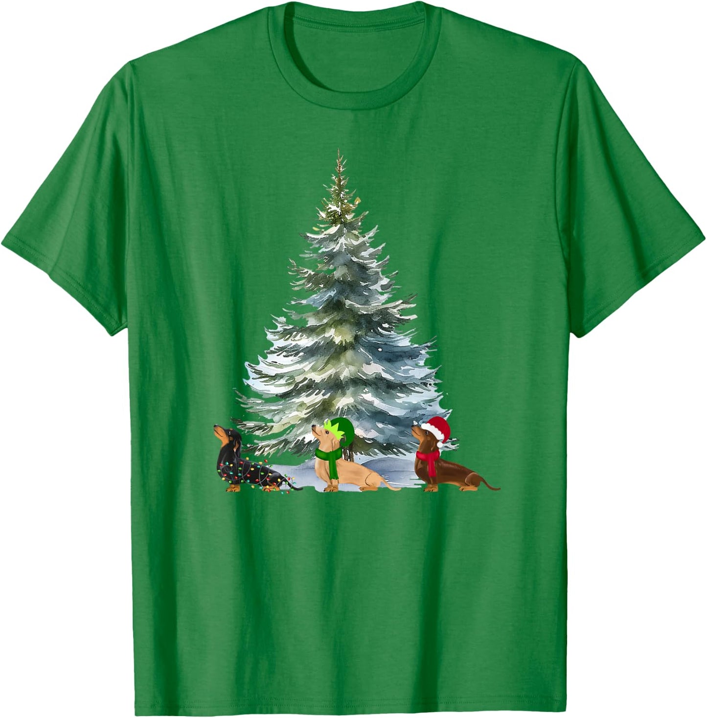 Dachshund Christmas Tree Holiday Funny Wiener Dog Lover Gift T-Shirt - T-Shirt | Irish Green