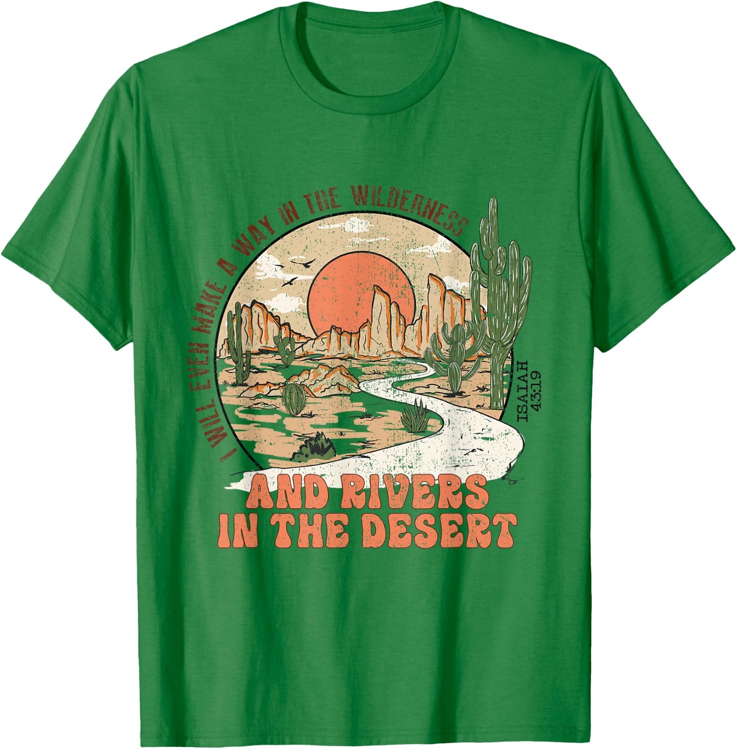 Retro Vintage Isaiah 43:19 I Will Make a Way Christian Jesus T-Shirt - T-Shirt | Irish Green