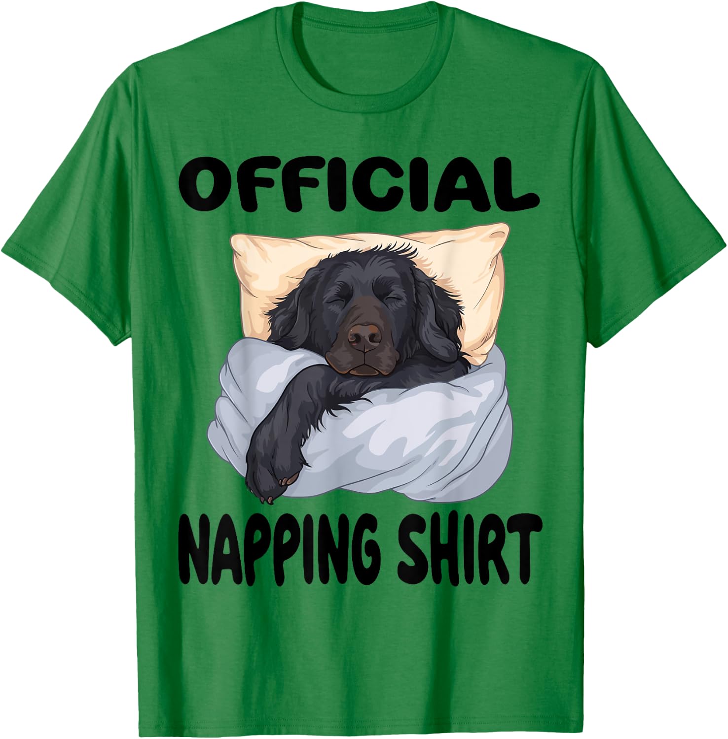 Flat Coated Retriever Dog Official Napping shirt Pajamas T-Shirt - T-Shirt | Irish Green