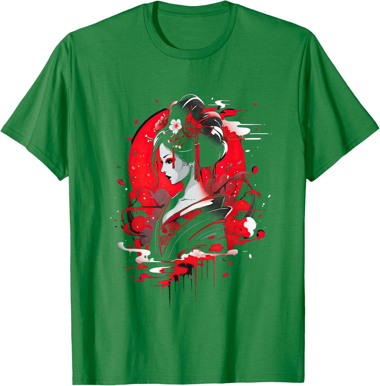 Japanese Geisha Japan Art Traditional T-Shirt - T-Shirt | Irish Green