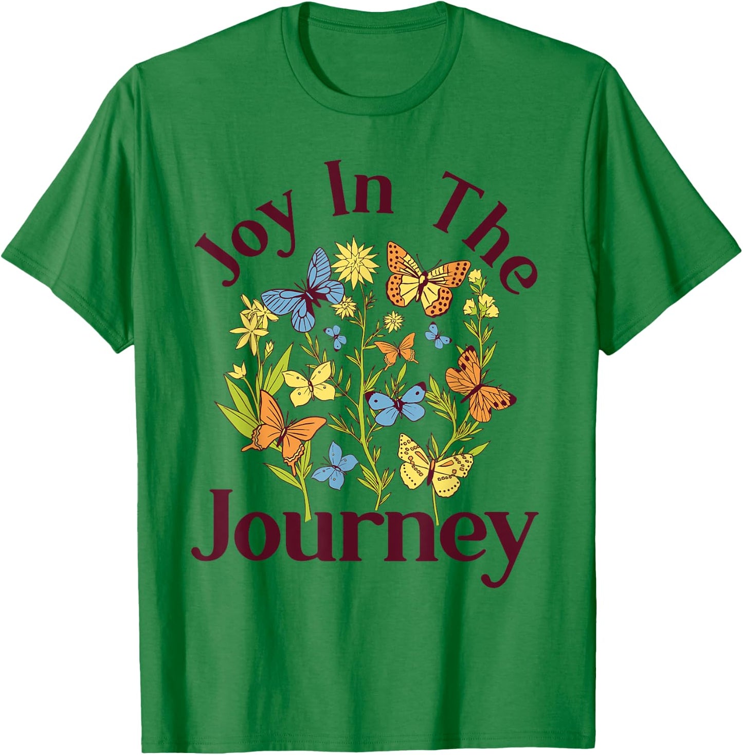 Joy In The Journey - Butterfly Flower Religious Christian T-Shirt - T-Shirt | Irish Green