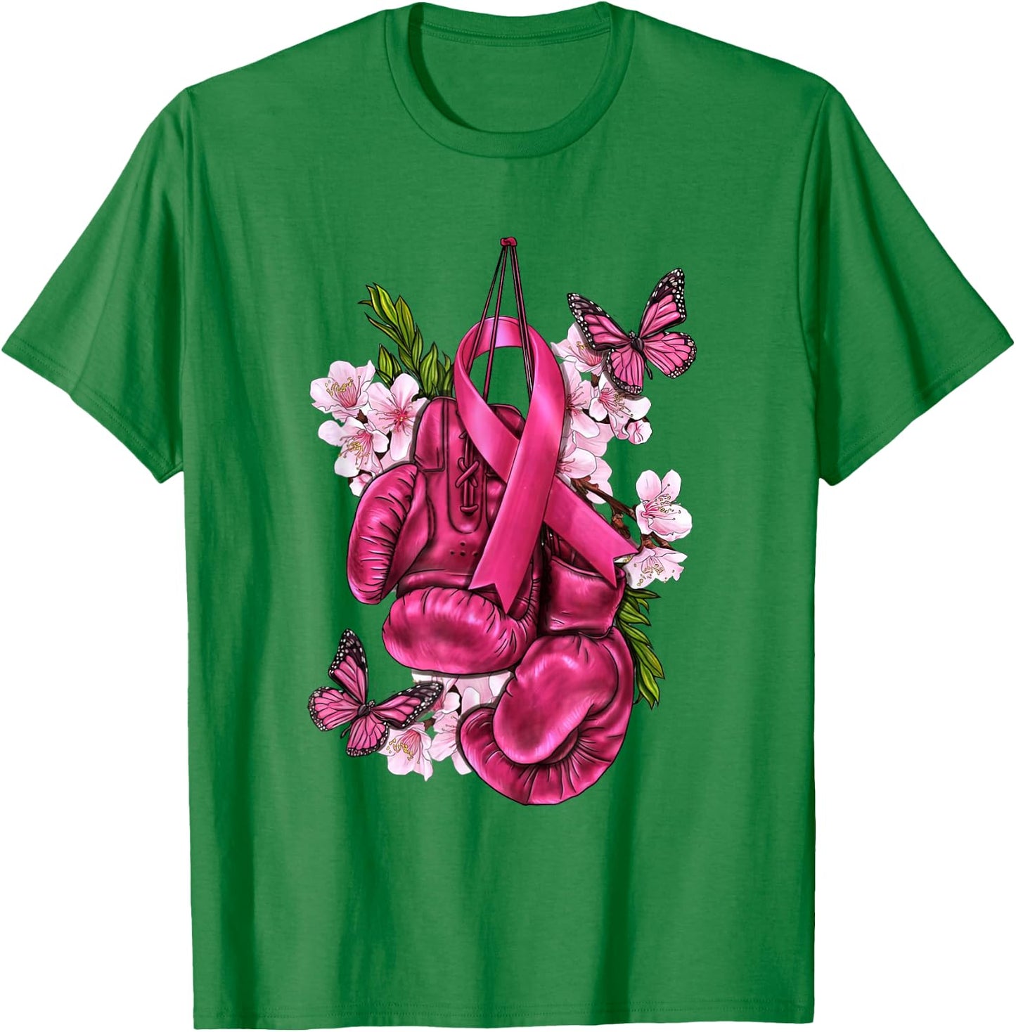 Fight Breast Cancer Awareness Pink Boxing Gloves Pink Ribbon T-Shirt - T-Shirt | Irish Green